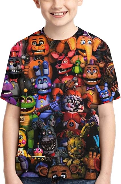 Abupsxrf Five Nights at Freddy&rsquo;s T-Shirt Cool Crew Neck Shirts Kid&rsquo;s