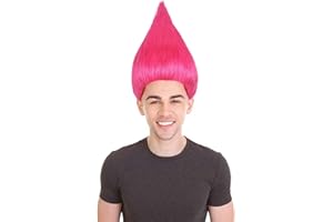 BC GOODS BY Unisex Adult Troll Wigs Collections | Synthetic Fiber Costume Wig for Men and Women | Capless Cap Halloween Colorful 80s Wigs | Trolls TV Movie Cosplay Costume Accessories - Neon Pink