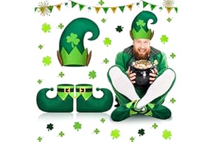 Breathffy 2 pcs st patrick's day leprechaun shoes and party hat set with felt shamrock costume accessories for men women