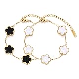 TICVSS Four Leaf Clover Bracelet for Women 18K Gold