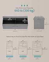 SONGMICS Mazie Storage Ottoman Bench 110 cm Light Grey Folding Foot Rest 131 L view 3