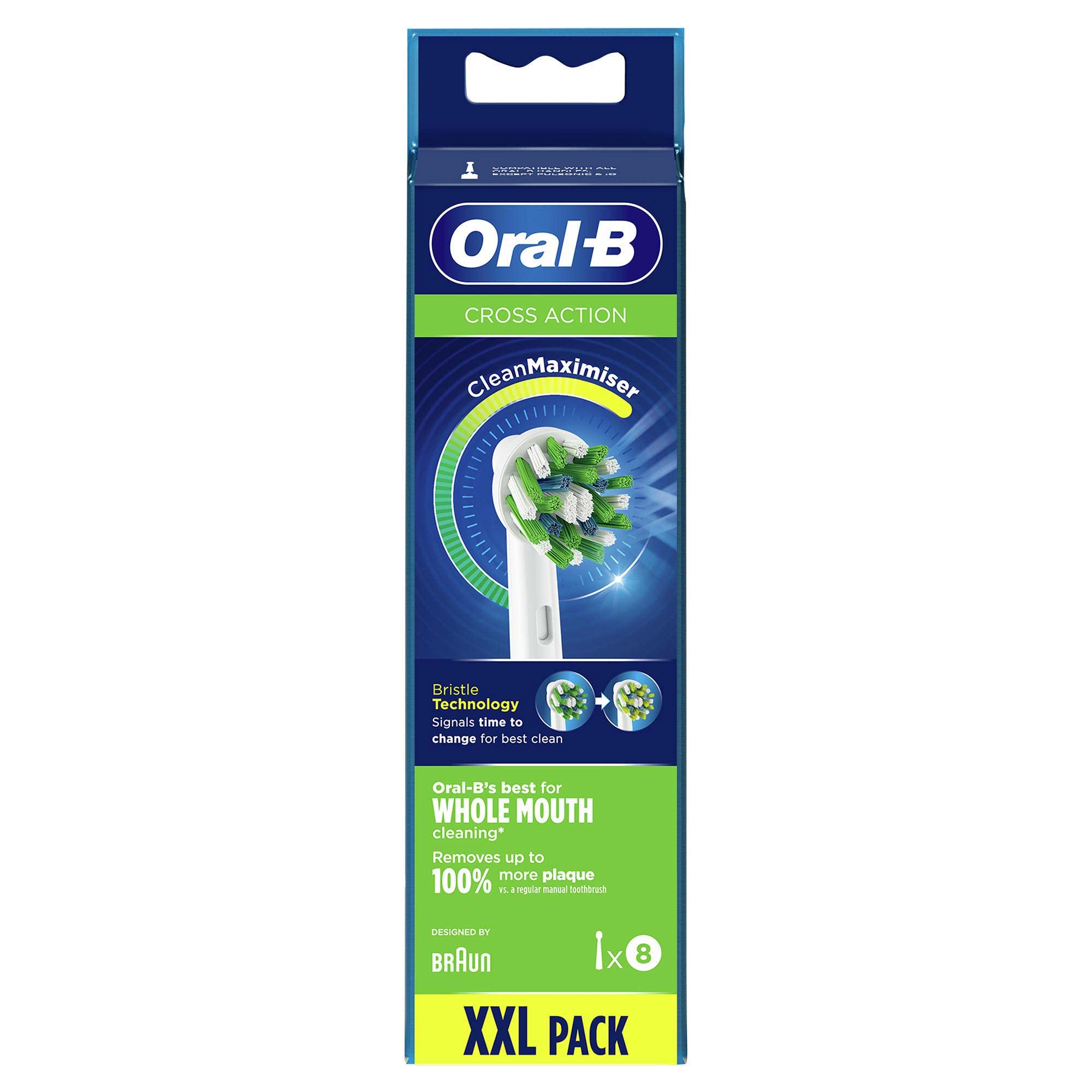 Oral-B Crossaction CleanMaximiser Replacement Heads x 8, Original Refill for Electric Toothbrush