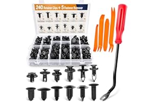 Quathech 240 Retainer clips+5 fastener Remover Car Plastic Rivets Fasteners Push Retainer Kit Most Popular Sizes Auto Push Pi
