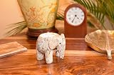 British Fossils Himalayan Marble Elephant Tea Light Holder Fossilstone 3" view 4