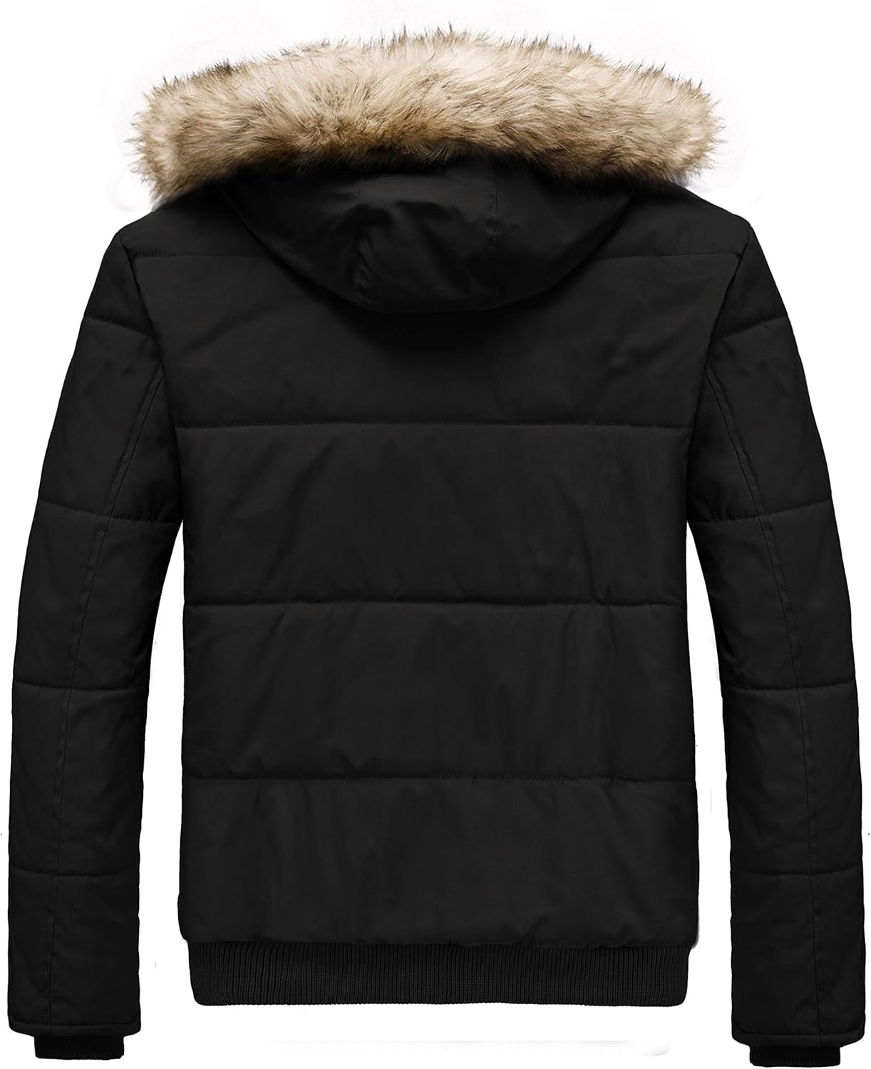 mens bubble jacket with fur hood