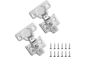 Kyraton Cabinet Hinges, 2 Pack (1 Pair) Stainless Steel Overlay Soft Close Hinges for Kitchen Cabinets, 1/2 inch Self Closing Door Hinges with Mounting Screws, Damper-3 Way Adjustability