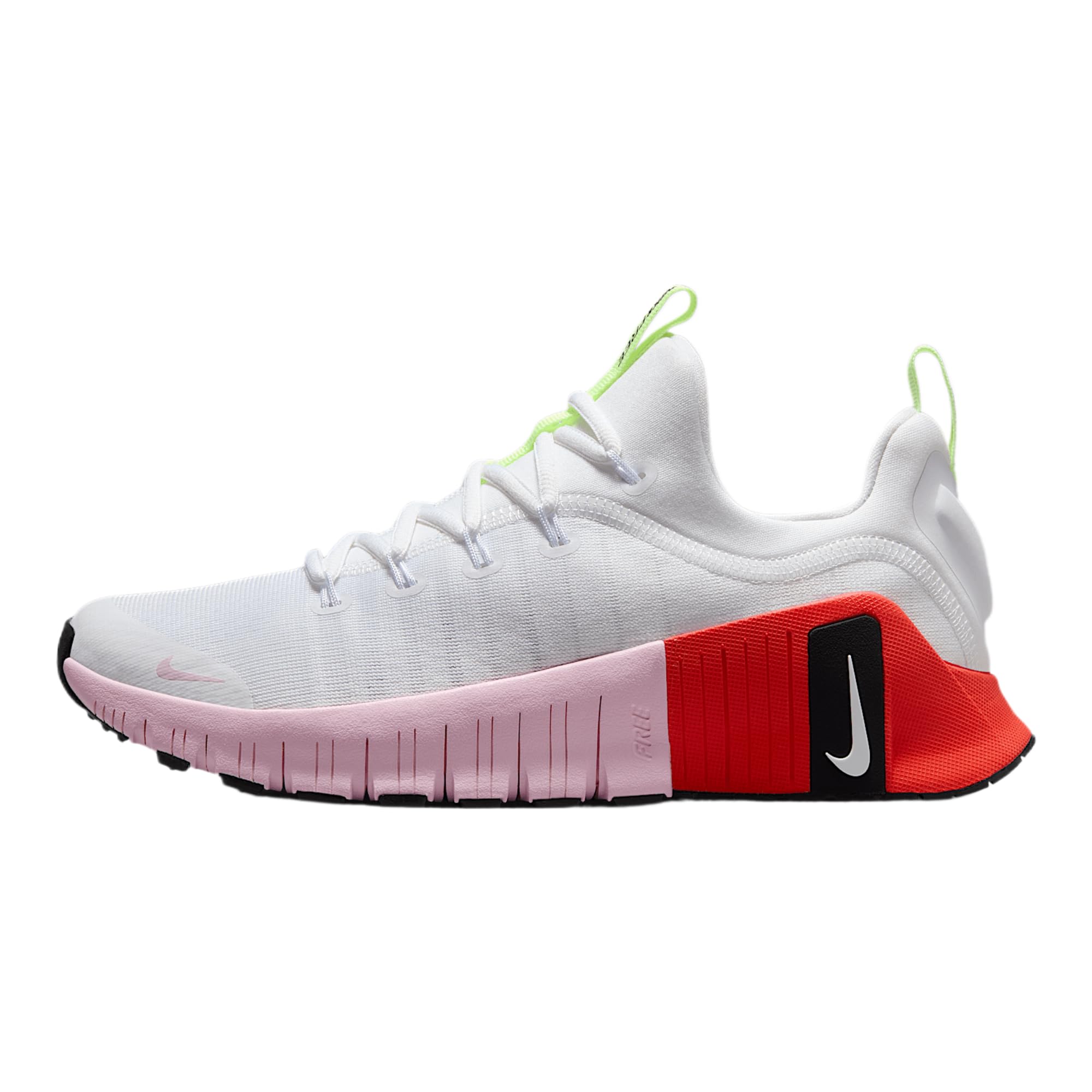Photo 1 of Nike Free Metcon 6 Women's Workout Shoes (IB4526-100, White/Barely Volt/Bright Crimson/Pink Foam) Size 9