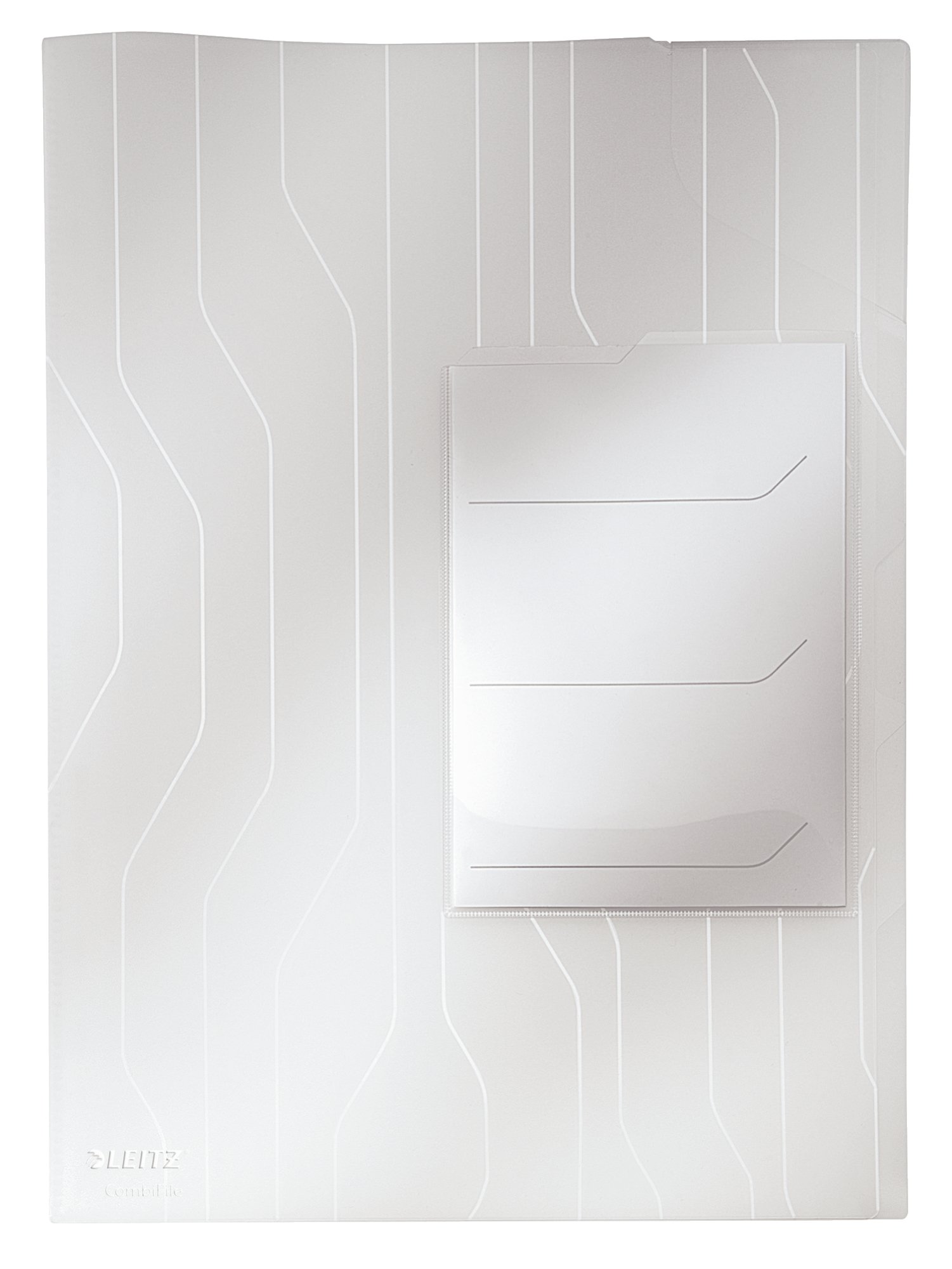 Leitz Combifile Tab Folder A4, Clear White Matt Finish, Top Left Open, 200 Micron Polypropylene, Pack of 3, 47290003