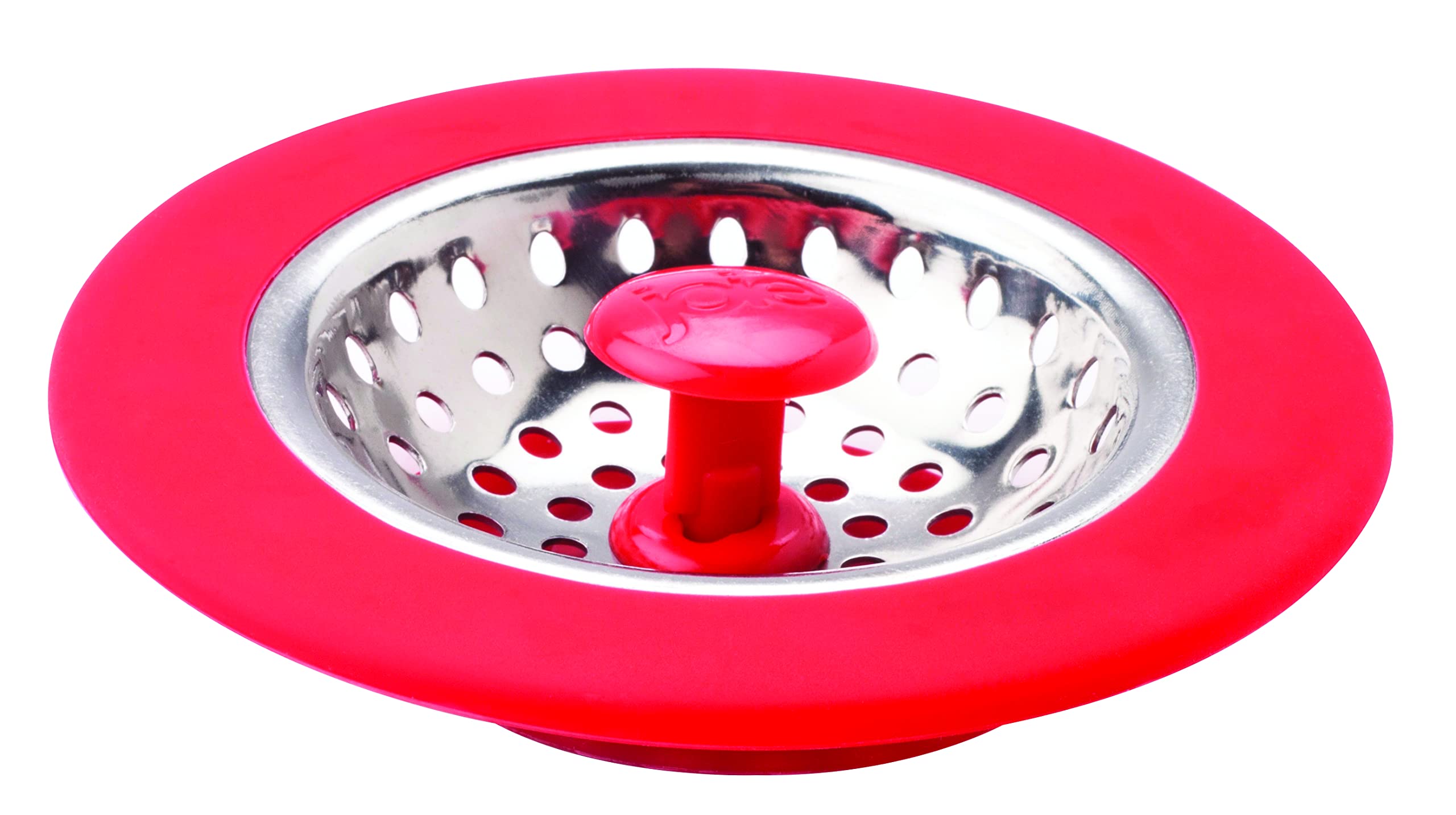 Photo 1 of MSC International Black or Red Joie Kitchen Sink Stopper and Strainer Basket, Stainless Steel and Plastic