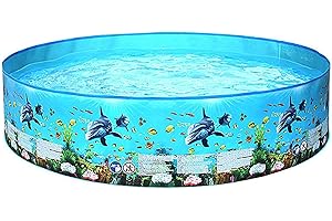 297L Hard Plastic Folding Swimming Pool for Family Use – Inflation-, Portable, for Durable PVC Pool for Babies, Kids & Teens,