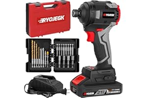 RYOJEGK Compact Cordless Impact Driver Set,1/4”Hex Chuck 250Nm(185 Ft-lbs) Brushless Impact Drill/Driver With 4-Speed,2.0Ah Battery,24PCS Set of Accessories, llave De Impacto Eléctrica for Home & Auto