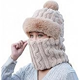 3 in 1 Beanie Hat with Scarf and Mask Winter Knit Beanie Balaclava Hats for Outdoor