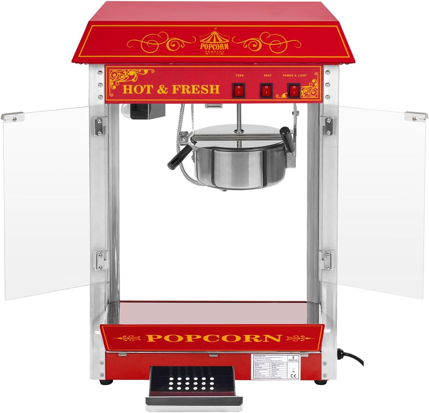 Royal Catering - RCPS-16.3 - Palomitera roja con diseño americano ...