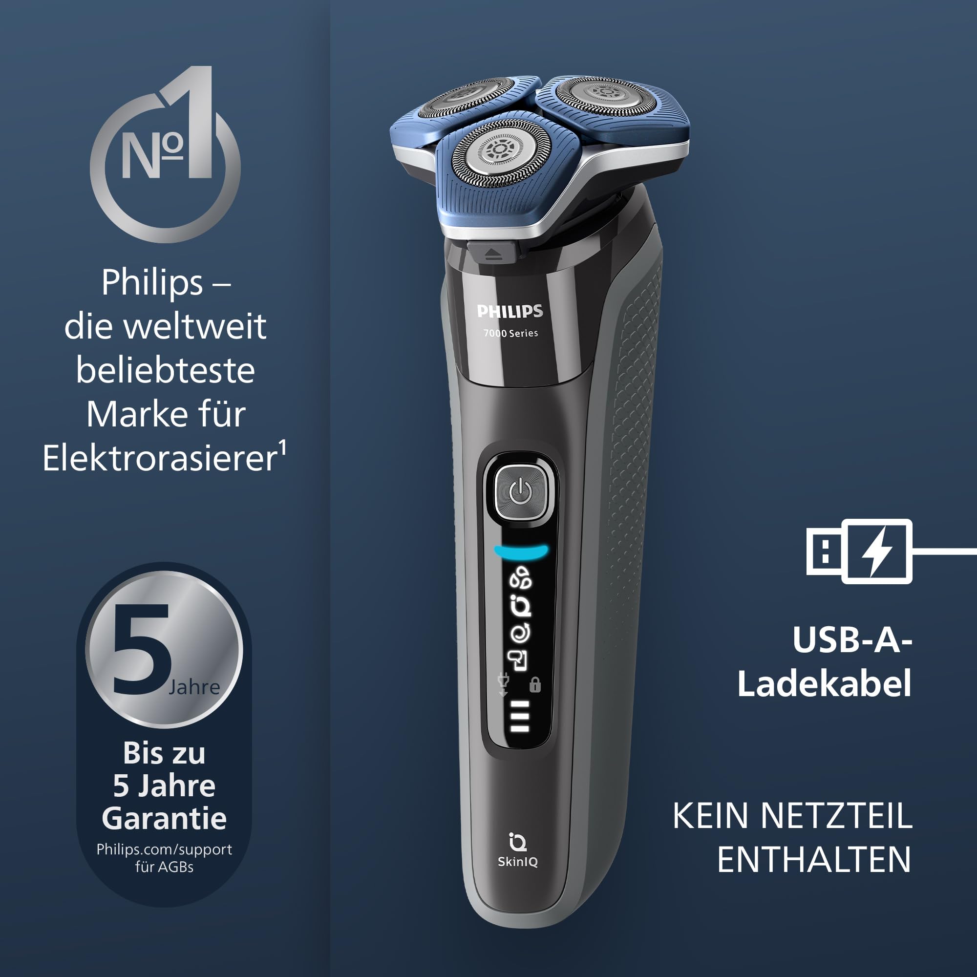 PHILIPS Shaver Series 7000 – Elektrischer Nass- und Trockenrasierer für Herren mit aufklappbarem Trimmer, Ladestation & Reiseetui (Modell S7887/35) 2