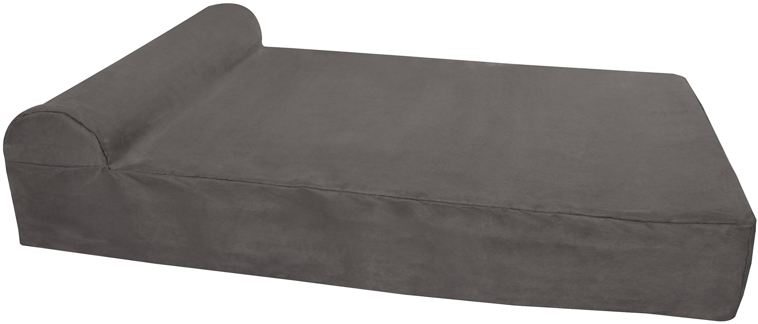 Big Barker Orthopedic Dog Bed w/Headrest - 7” Dog Bed for Large Dogs w/Washable Microsuede Cover - Elevated Dog Bed Made in The USA w/ 10-Year Warranty (Headrest, XL, Charcoal Gray)