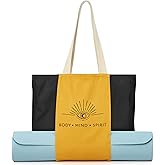 Jacob Bicerri Large Canvas Yoga Tote Bag with Yoga Mats Bags Carrier Eco Friendly Cotton Shoulder Bag for Pilates, Gym, Beach, Groceries & Travel YG11