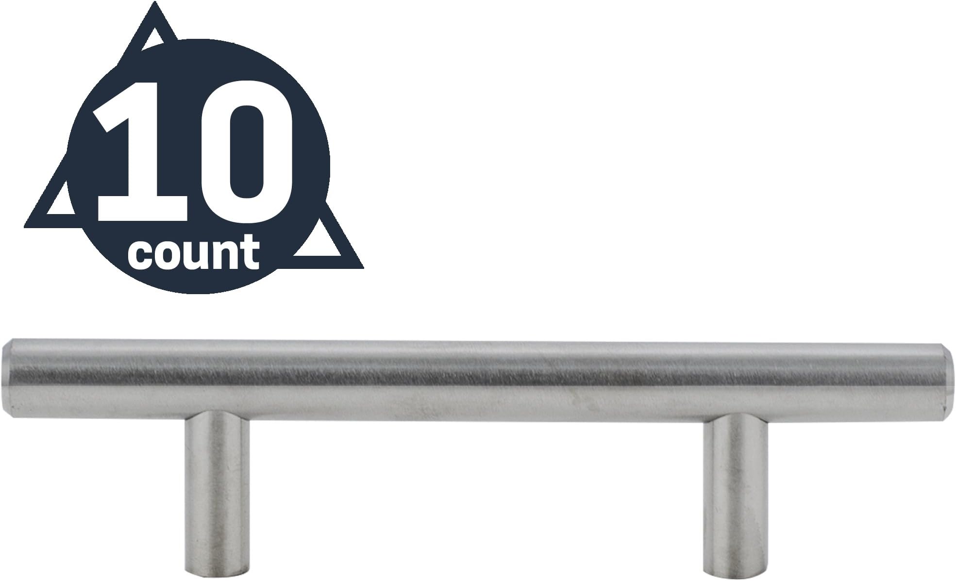 Stelwagen Fixtures - Contemporary Style Cabinet Handle Pulls 3-Inch (76mm) Center-to-Center, Sleek Stainless Steel (10 Pack)