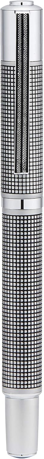 Yookers Metis Refillable Fibre Pen in Satin Chrome Black Grid 1.0mm Tip