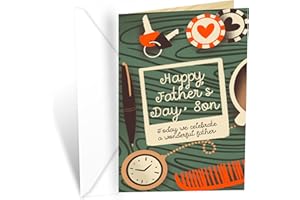 Prime Greetings Father's Day Card For Son, Made in America, Eco-Friendly, Thick Card Stock with Premium Envelope 5in x 7.75in, Packaged in Protective Mailer