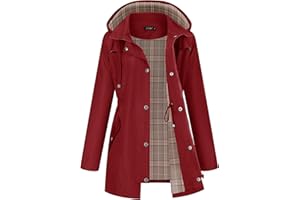 LOMON Women Waterproof Outdoor Hiking Raincoat Women Lined Rain Jacket Lightweight Hooded Jackets Trench Coats