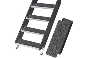 RUNROLE RV Step Covers 4 Pack Embossed Camper Step Rugs Non Slip Stair Carpet -24x7.5 Inches, Waved Patterns