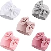 BQUBO Newborn Baby Girls Hats Hospital Hat Baby Cotton Beanie Infant Big Bow Hats for 0-24 Months