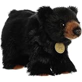 Aurora Miyoni Tots 10" Black Bear Cub Adorable Stuffed Animal | Lifelike baby animal details with innocent expressive features