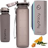 Hydracy Water Bottle with Time Marker -Large BPA Free Water Bottle & No Sweat Sleeve -Leak Proof Gym Bottle with Fruit Infuser Strainer & Times to Drink -Ideal for Fitness Sports & Outdoors