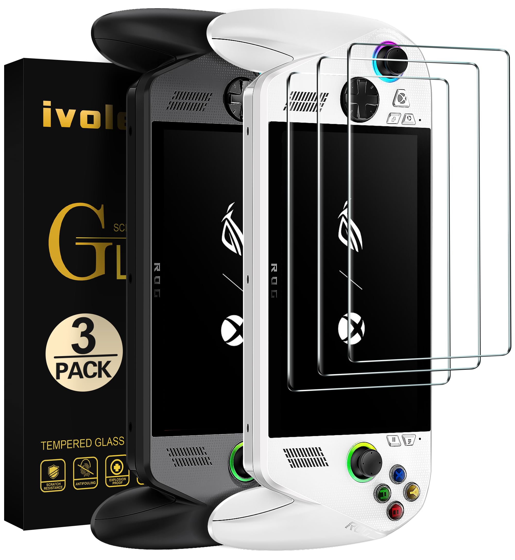 ivoler 3-Pack Screen Protector for ASUS ROG Xbox Ally X/ROG Xbox Ally Handheld 2025, Tempered Glass, 7 inch Full Coverage, Transparent Ultra HD, Anti-Scratch, Anti-Fingerprint