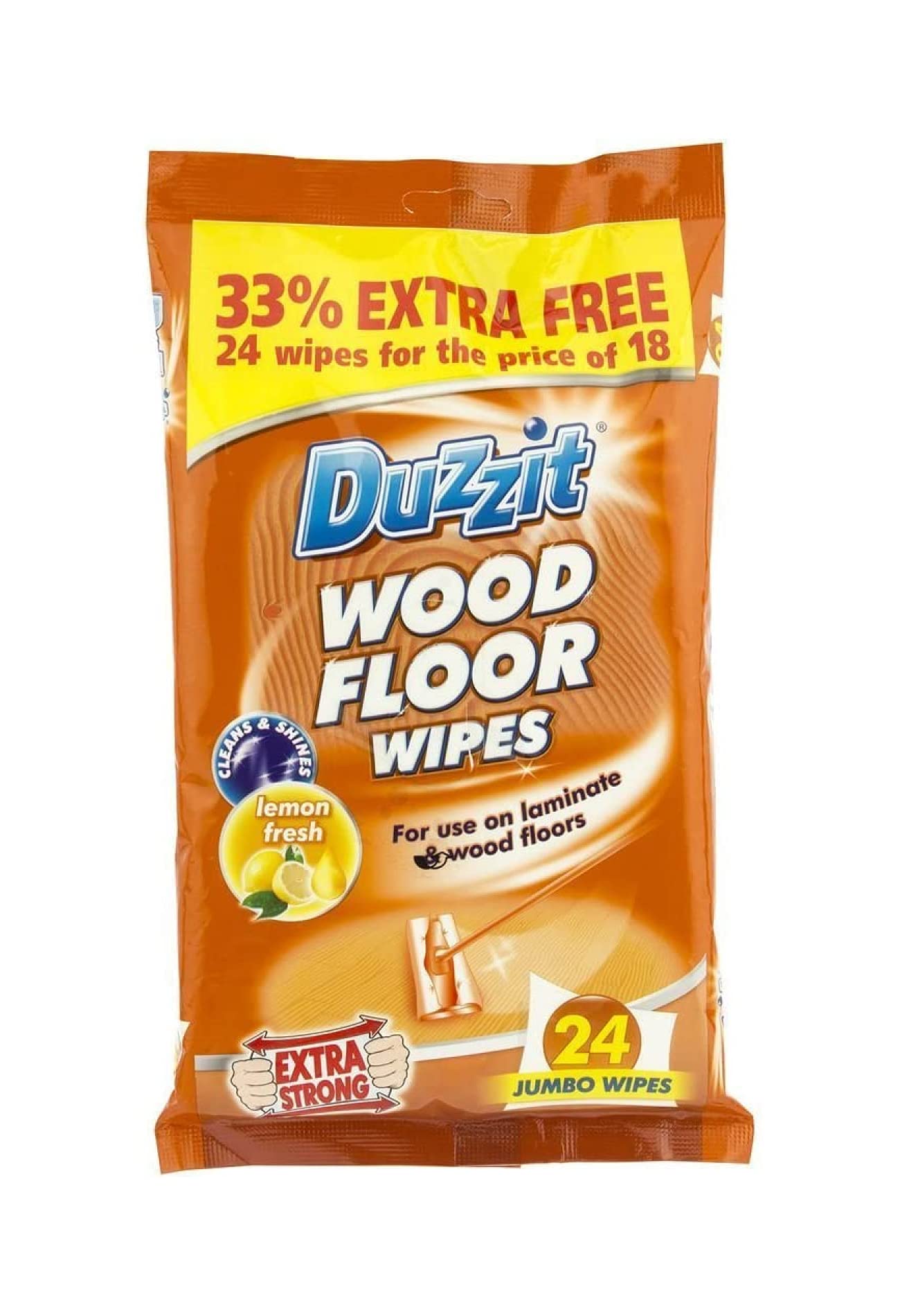WOOD FLOOR WIPES X 18 EXTRA LARGE WIPES
