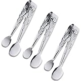 3PCS Mini Serving Tongs, 4Inch Rose Stainless Steel Sugar Cube Tongs, Sliver Small Ice Tongs for Tea and Coffee Party, Appeti