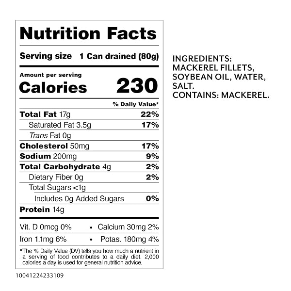 ROLAND FOODS MACKEREL FILLETS IN SOYBEAN OIL, SKINLESS AND BONELESS, SPECIALTY IMPORTED FOOD, 4-OUNCE TIN