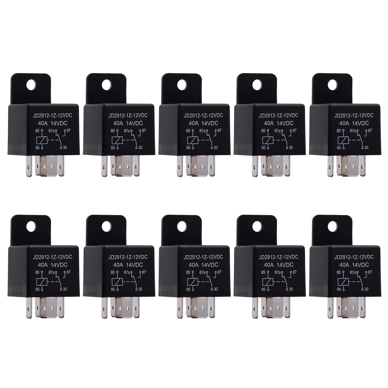 Ehdis® Motor Relay 5 Pin 12V Coil 40amp Spdt Model No.: JD2912-1Z-12VDC 40A 14VDC, Contactor Relay Switch Power, Auto Switches & Starters, 10 Pack