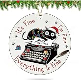 Black Cat Funny Christmas Ornaments 2025, 2D Acrylic Hanging Ornaments for Christmas Tree Decorations, Xmas Decor for Cat Lovers Stocking Stuffers Gifts for Women and Men