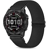 CUNUJIX Stretchy Watch Bands Compatible with Garmin Fenix 8 43mm/Fenix 7S / Fenix 6S / Fenix 5S / epix Pro 42mm, Quick Fit 20mm Nylon Elastic Fabric Strap for Garmin Approach S70 42mm