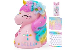 MHJY Piggy Bank Unicorn Money Bank Unbreakable Coin Bank with DIY Stickers Home Decor Birthday Easter