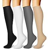 CHARMKING Compression Socks for Women and Men Circulation 4 Pairs 15-20 mmHg Best Support for Athletic Running Cycling
