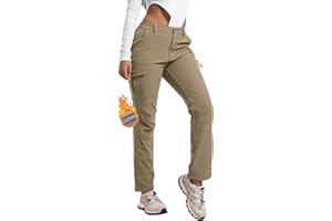 AREOUTS Women's Snow Ski Pants Fleece Lined Waterproof Softshell Insulated Winter Outdoor Hiking Cargo Pants