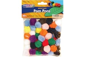 Chenille Kraft Creativity Street Pom Pons 50-Piece X 1-Inch Assorted Colors