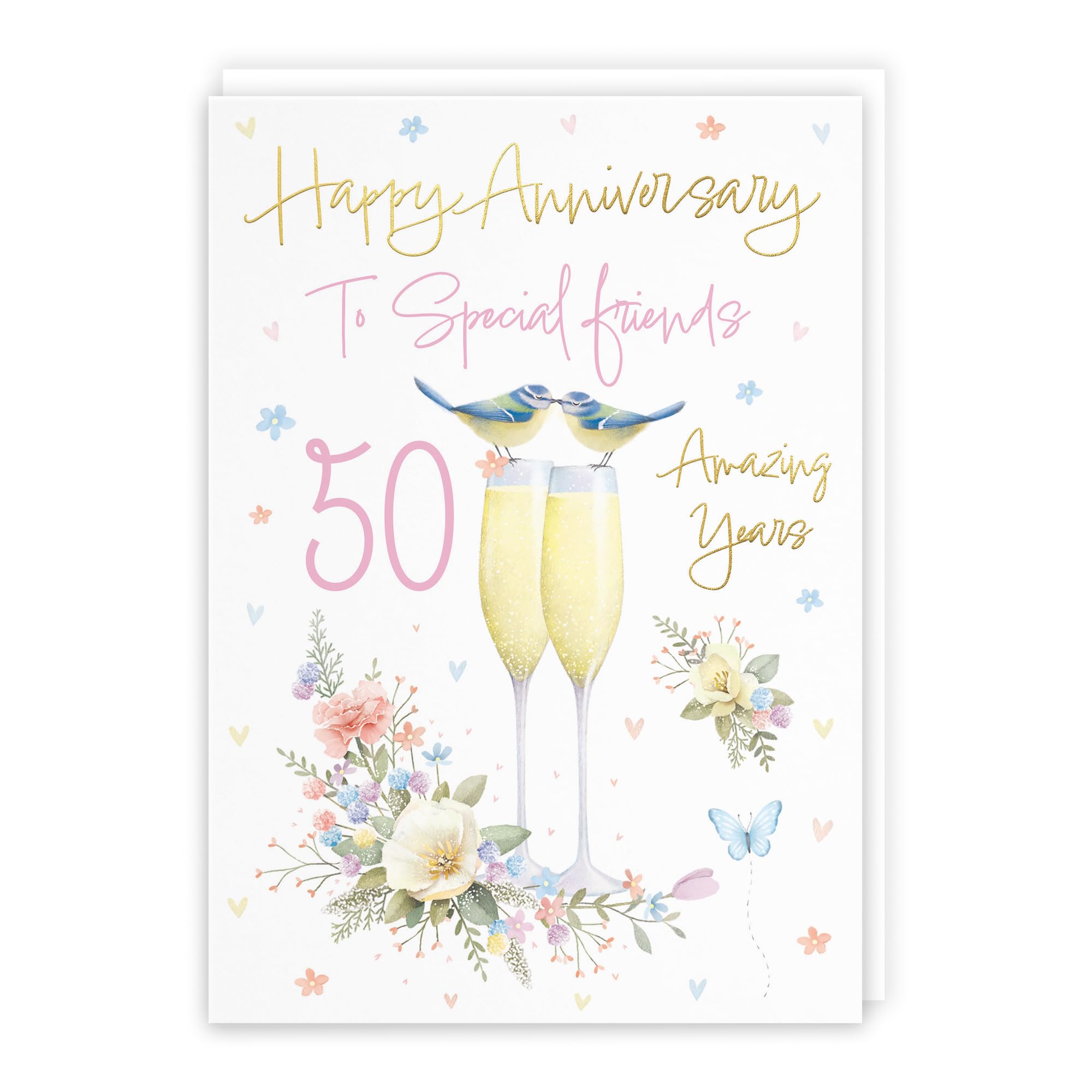 Hunts England - Special Friends 50th Anniversary Card - A5 Size - Champagne Flutes - Gold Foil - 50th Anniversary Card For Special Friends - 50 Years - Milo's Gallery — image 1