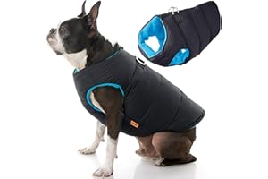 Gooby Padded Vest Dog Jacket - Solid Black, Medium - Warm Zip Up Vest Fleece Jacket with Dual D Ring Leash Water Resistant for Small to Medium Dogs