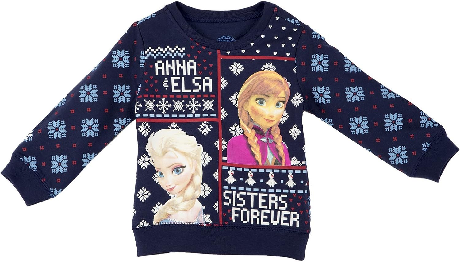 Disney (FEST077) Frozen Little Girls Anna and Elsa Fleece Christmas