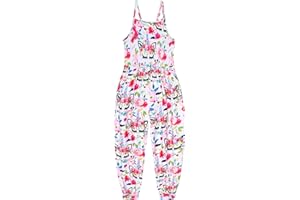 Alikhonf Girls Rompers Toddler Jumpsuit Playsuit Sleeveless Loose Spaghetti Strap with Pockets Summer Pant