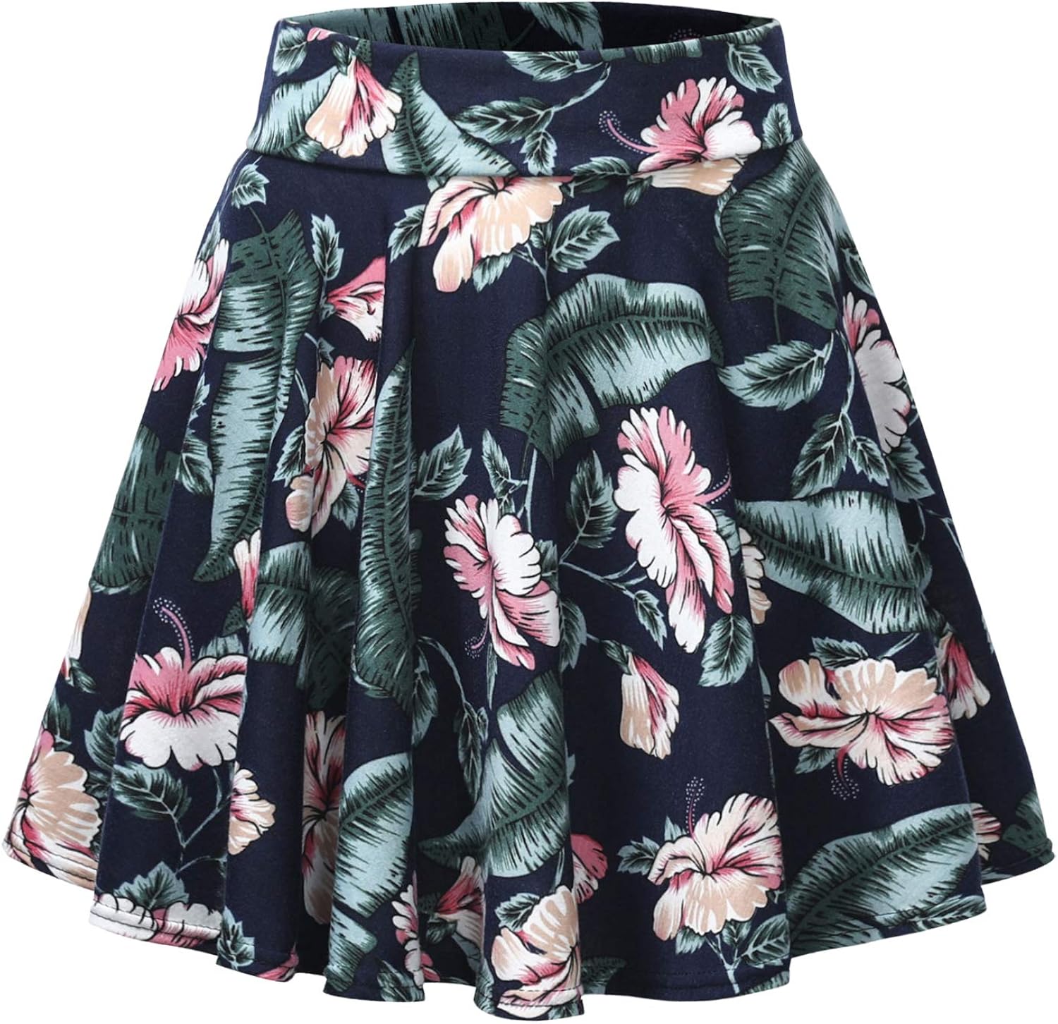 Urban CoCo Women's Floral Print Flared Mini Skater Skirt