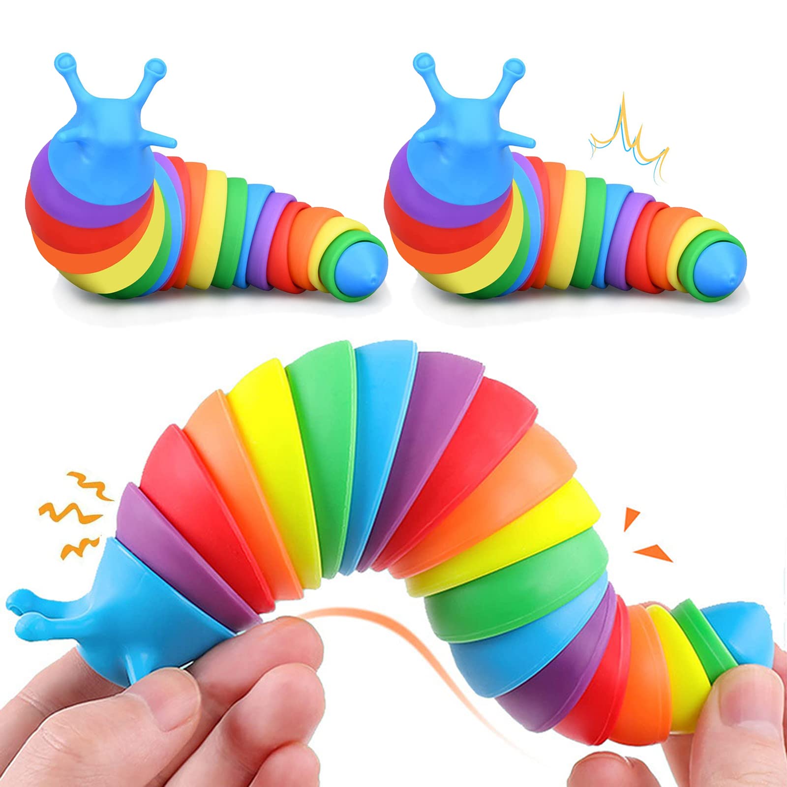 Yolistar 3D Printed Articulated Slug Soft Desk Toy for Relaxing, Realistic Slug Insects Fidget Toy - Hand Toy for Adults, Animal Garden Decoration (2pcs)