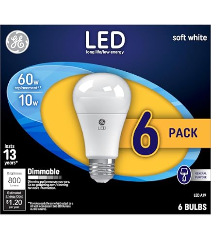 GE 60W Ersatz LED-Lampen – 8er Pack Soft White, 800 Lumen, Perfekt Für Lampen & Leuchten