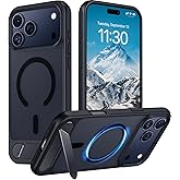 Temdan Designed for iPhone 17 Pro Case, [Built-in Invisible Kickstand][Compatible with MagSafe][Military Grade Shockproof] Slim Translucent Matte Phone Case for iPhone 17 Pro 6.3 inch (Black)