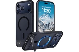 Temdan Designed for iPhone 17 Pro Case, [Built-in Invisible Kickstand][Compatible with MagSafe][Military Grade Shockproof] Slim Translucent Matte Phone Case for iPhone 17 Pro 6.3 inch (Black)