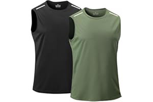 2 Pack Men’s Sleeveless Shirts Muscle Shirts Quick Dry Tank Tops Sun Protection UPF 50+ for Athletic Gym Workout