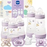 MAM Easy Start Anti-Colic 5 Baby Bottle &amp; 3 Pacifier Newborn Gift Set | 5 Self Sterilizing Bottles (3X 5oz, 2X 9oz) &amp; 3 Original Pacifiers 0&ndash;16 Months + Extra Nipples, Made In Europe